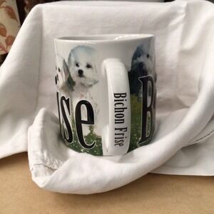 PRECIOUS Large White Mug Cup Americaware 2014 BICHON FRISE Dog Color Photo